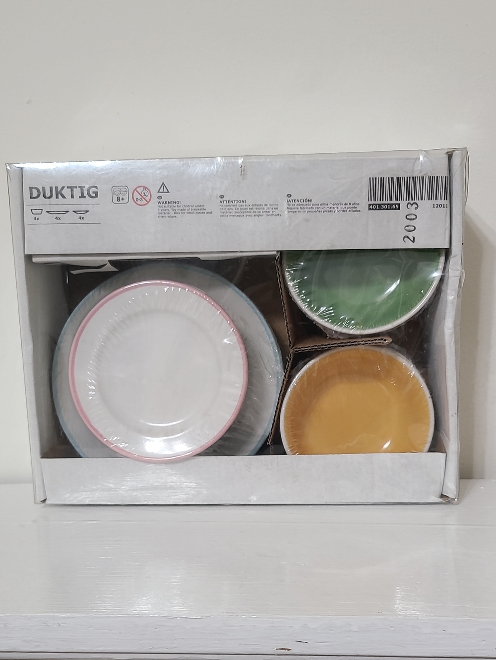 IKEA DUKTIG Kids Play Ceramic Dinnerware Set Kitchen Play Dishes 12 pcs